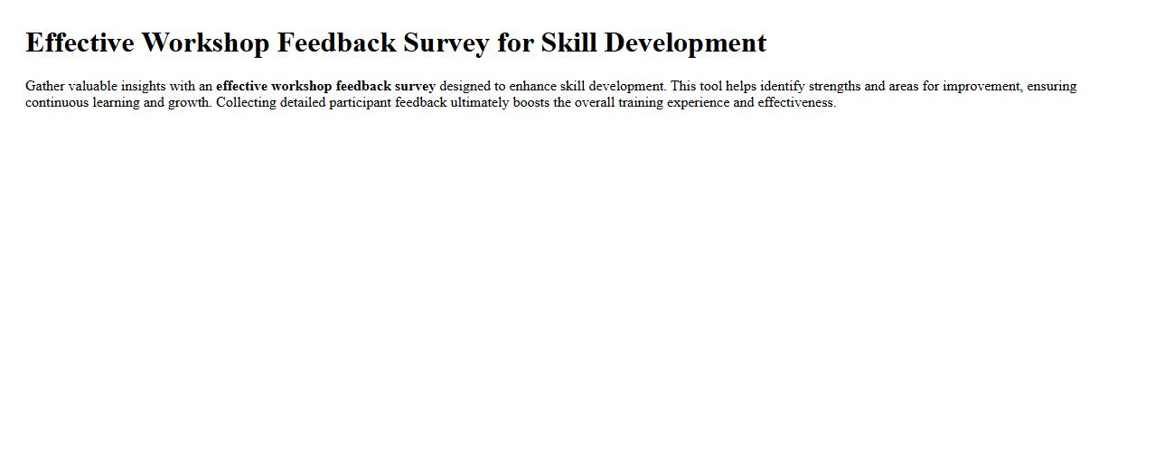 Effective workshop feedback survey for skill development image preview