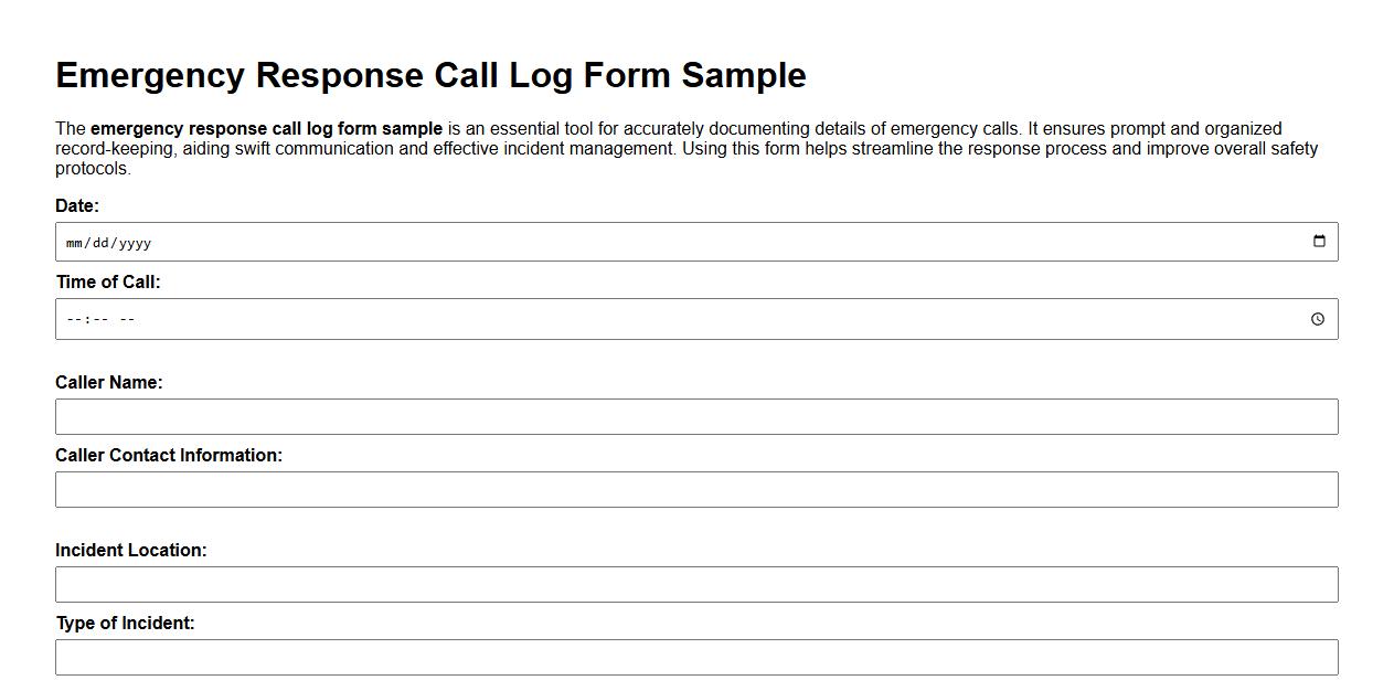 emergency response call log form sample image preview