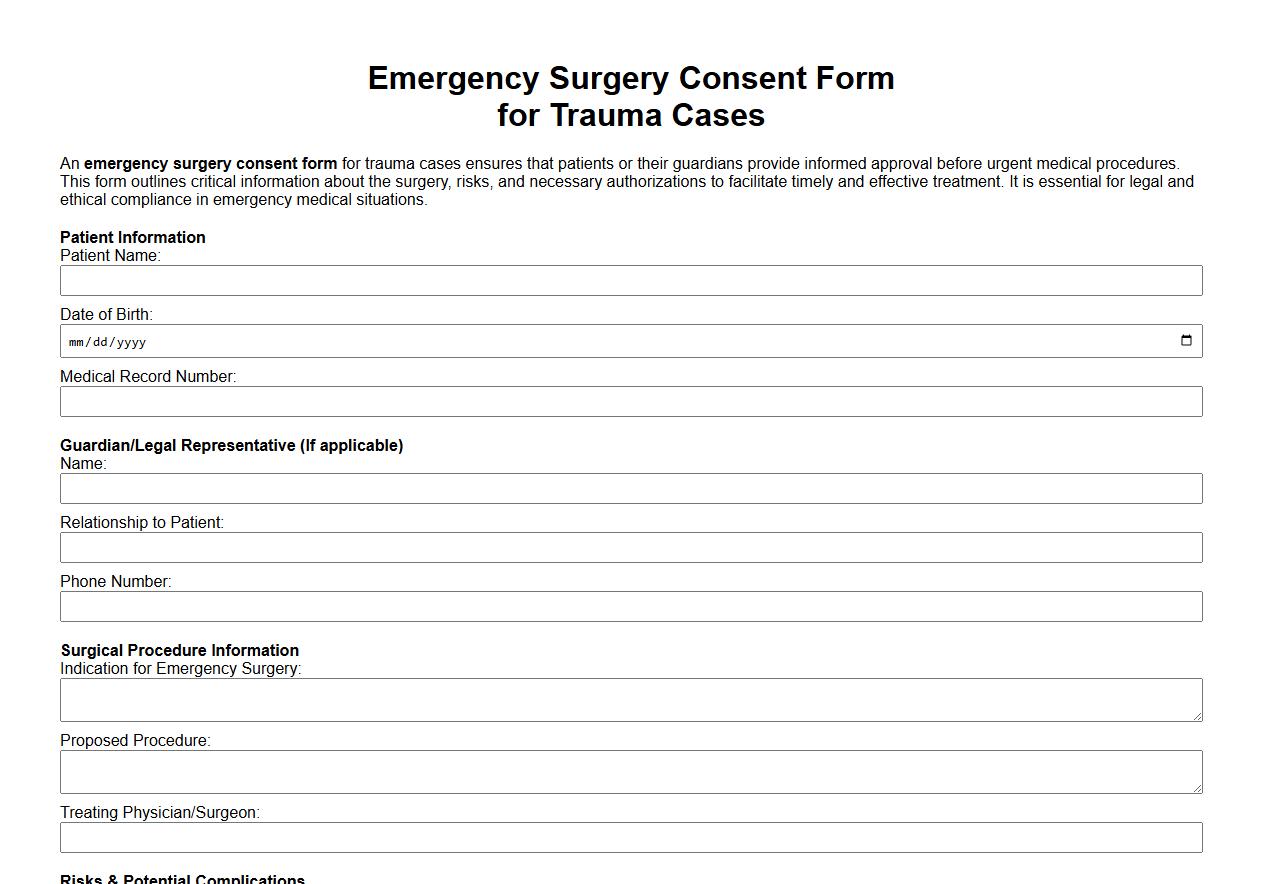 emergency surgery consent form sample for trauma cases image preview