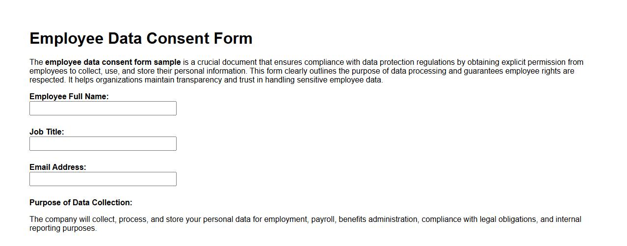employee data consent form sample image preview