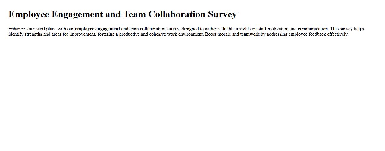 Employee engagement and team collaboration survey image preview
