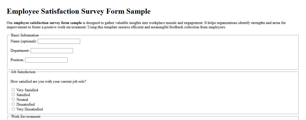 employee satisfaction survey form sample image preview
