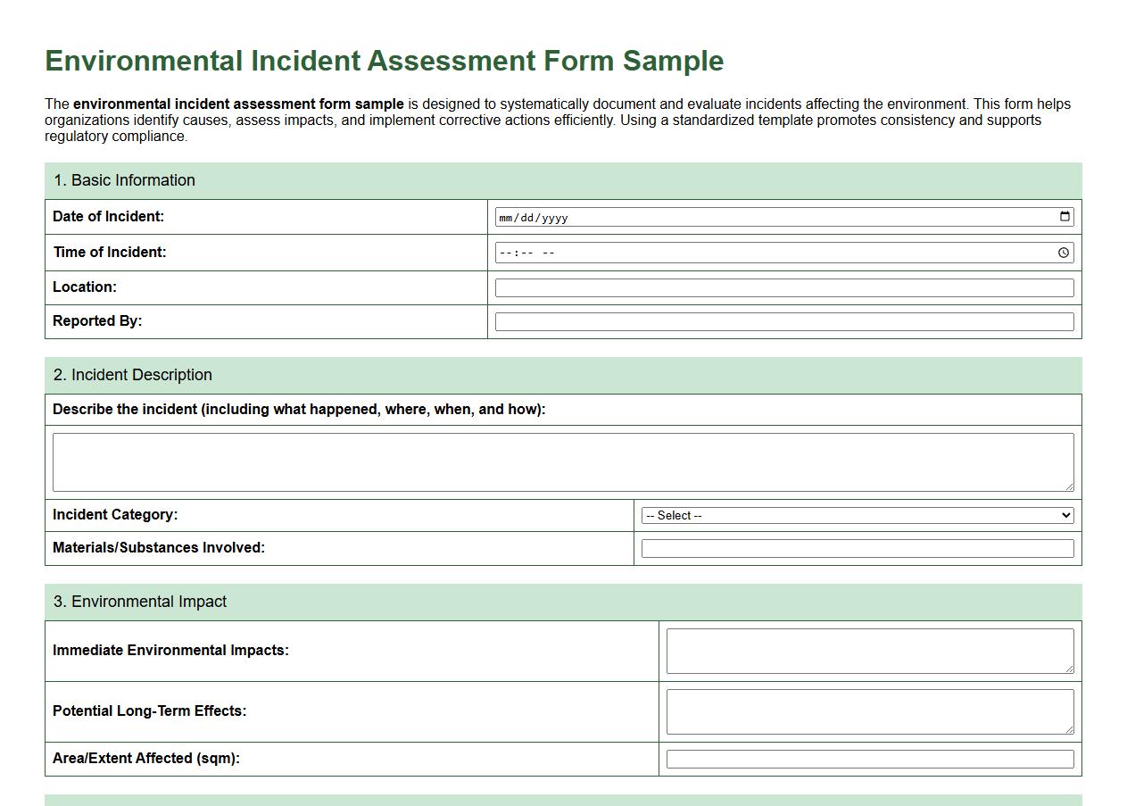 environmental incident assessment form sample image preview