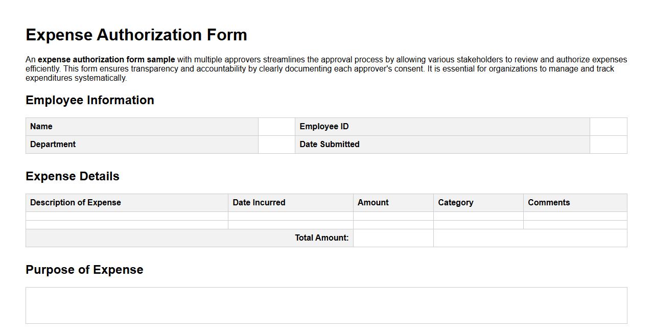 expense authorization form sample with multiple approvers image preview