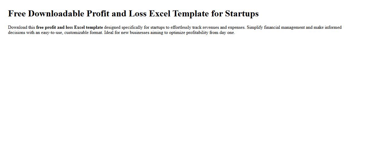 Free downloadable profit and loss Excel template for startups image preview