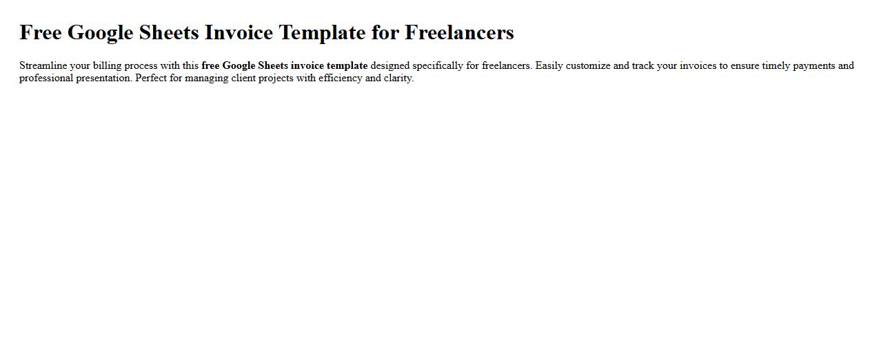 Free Google Sheets invoice template for freelancers image preview