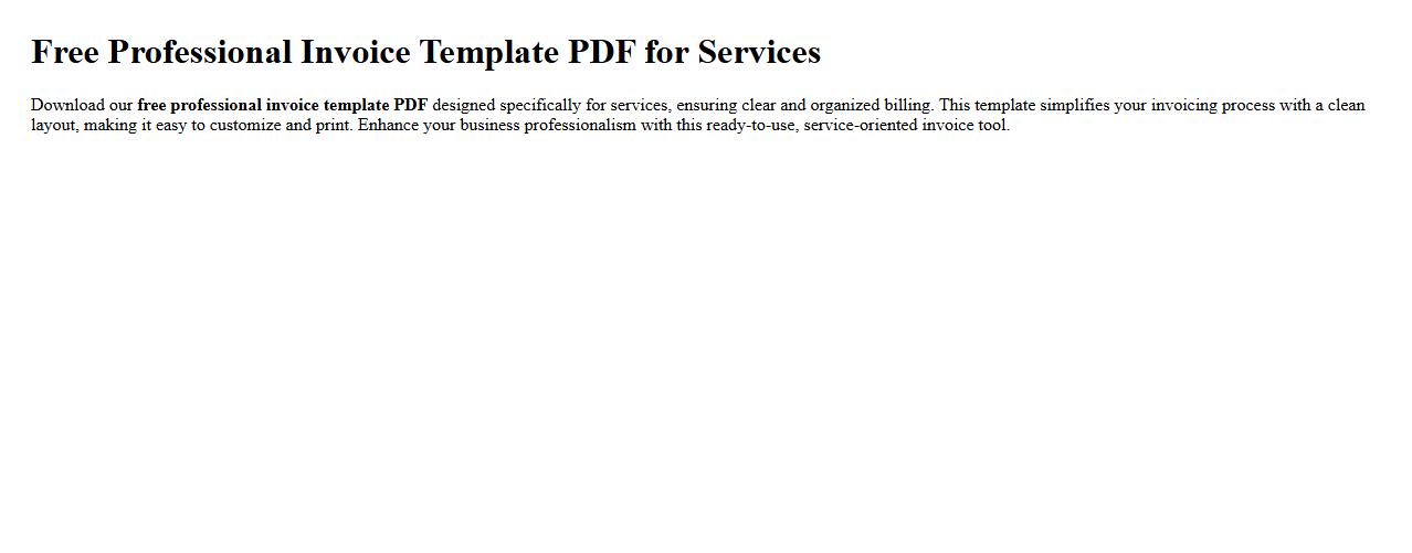 Free professional invoice template PDF for services image preview