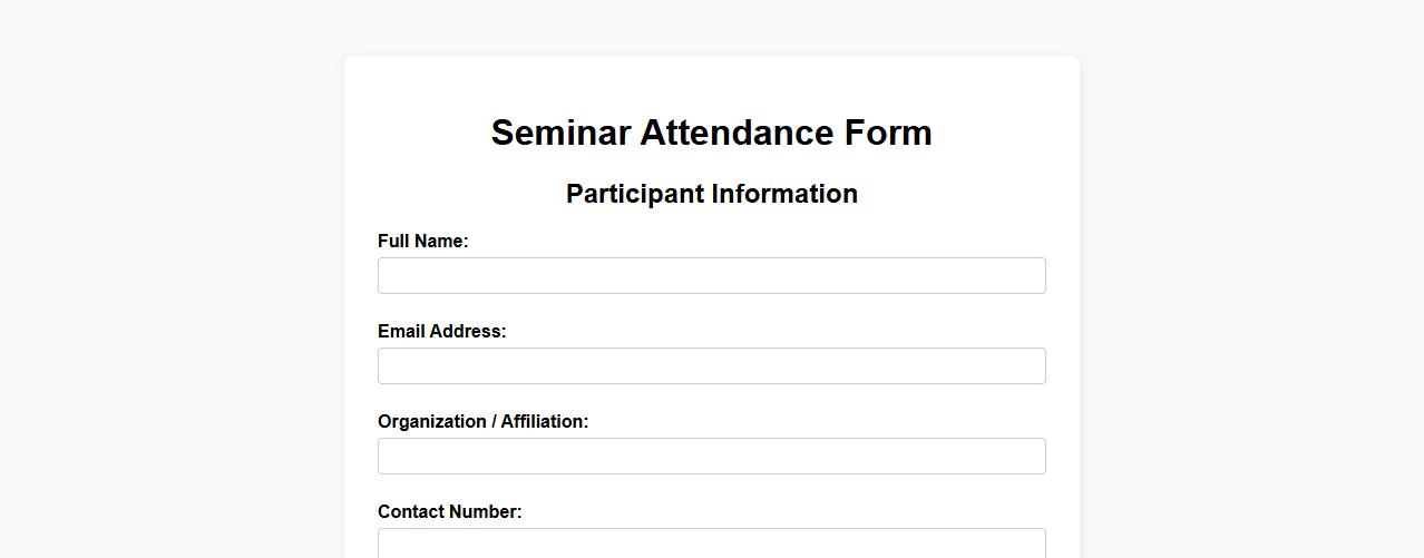 free seminar attendance form sample with feedback section image preview