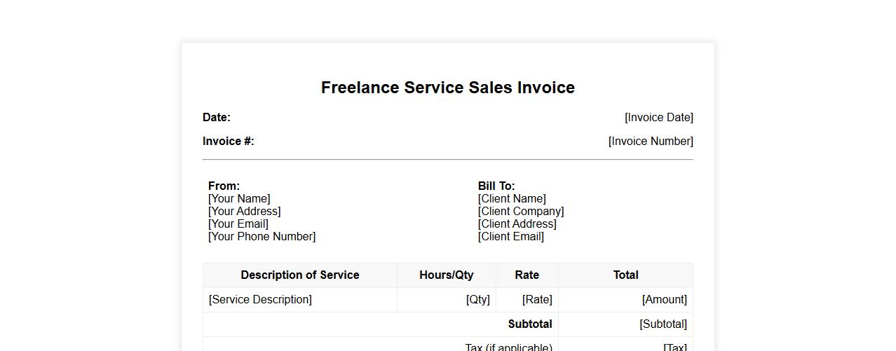 freelance service sales invoice form sample template image preview