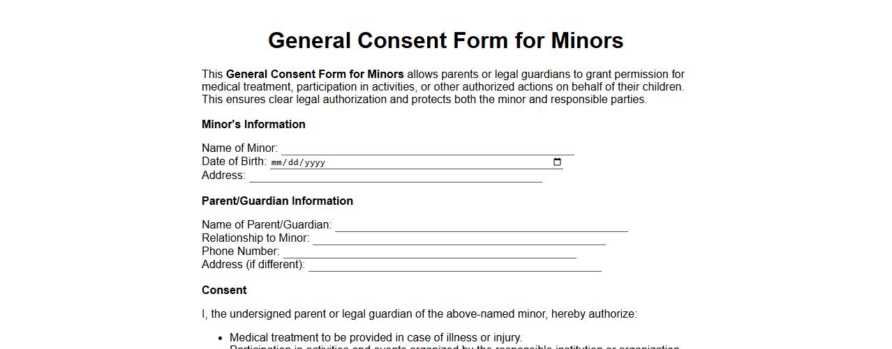 general consent form sample for minors image preview