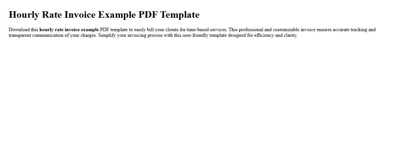 Hourly rate invoice example PDF template image preview