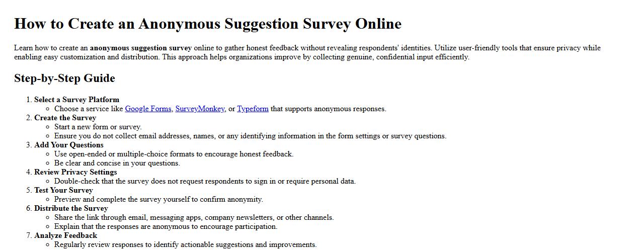 how to create an anonymous suggestion survey online image preview