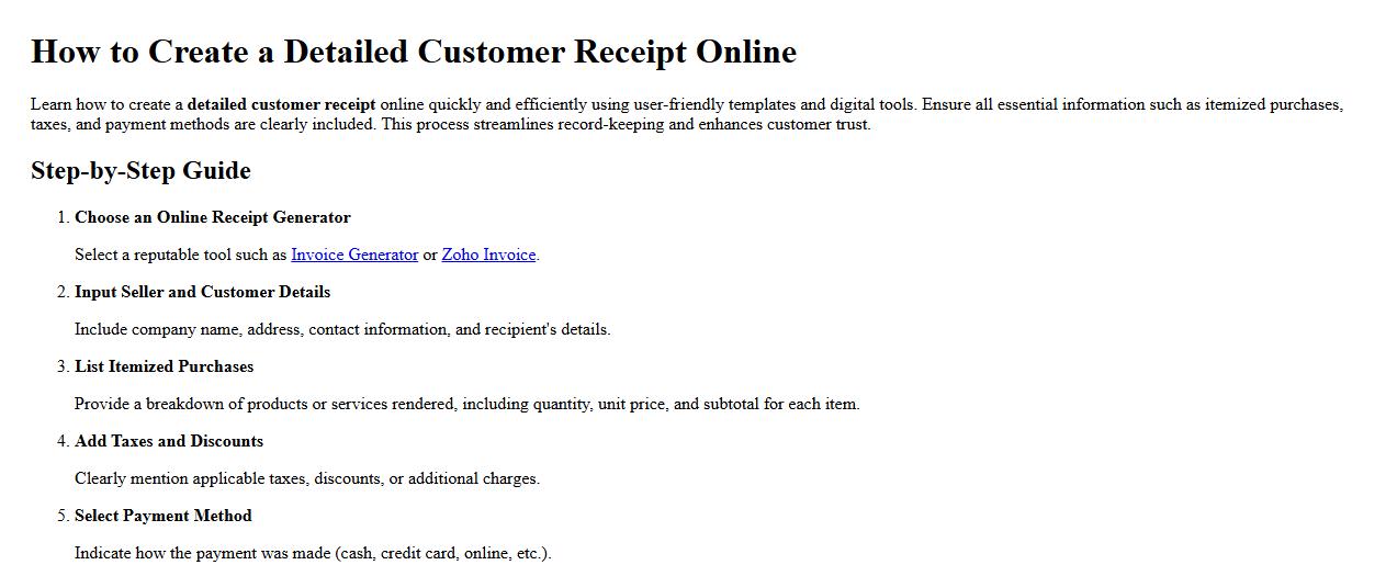 how to create detailed customer receipt online image preview