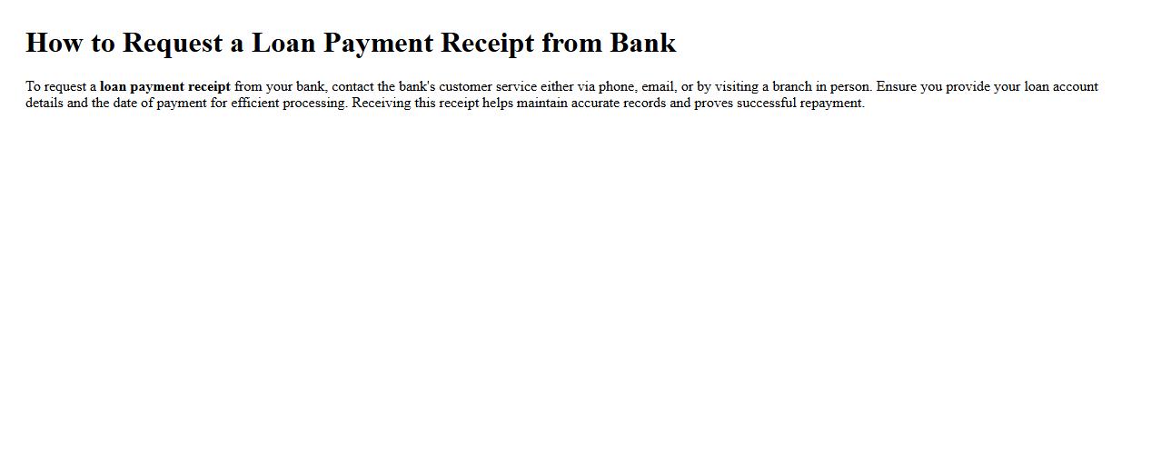 How to request a loan payment receipt from bank image preview