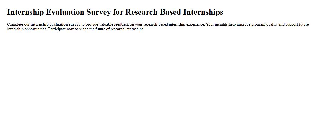 Internship evaluation survey for research-based internships image preview