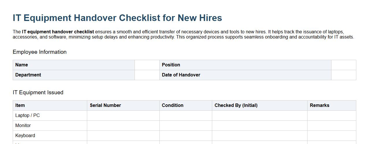 IT equipment handover checklist for new hires image preview