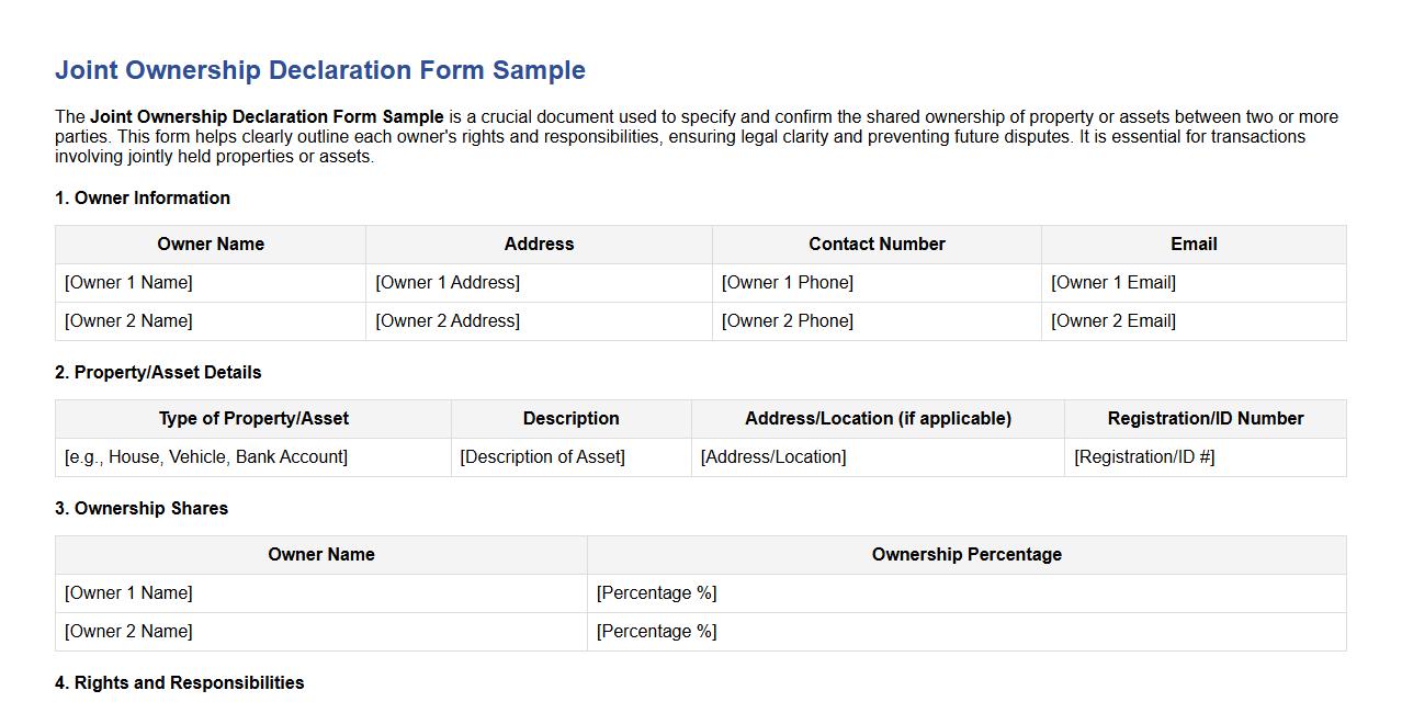 Joint ownership declaration form sample image preview