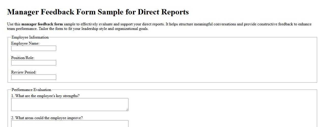 Manager feedback form sample for direct reports image preview