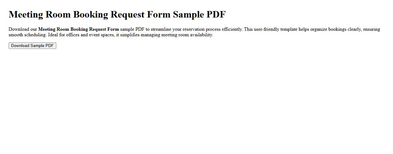 Meeting room booking request form sample PDF image preview