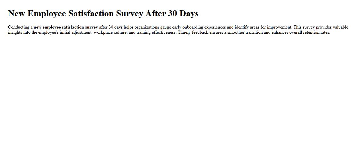 New employee satisfaction survey after 30 days image preview