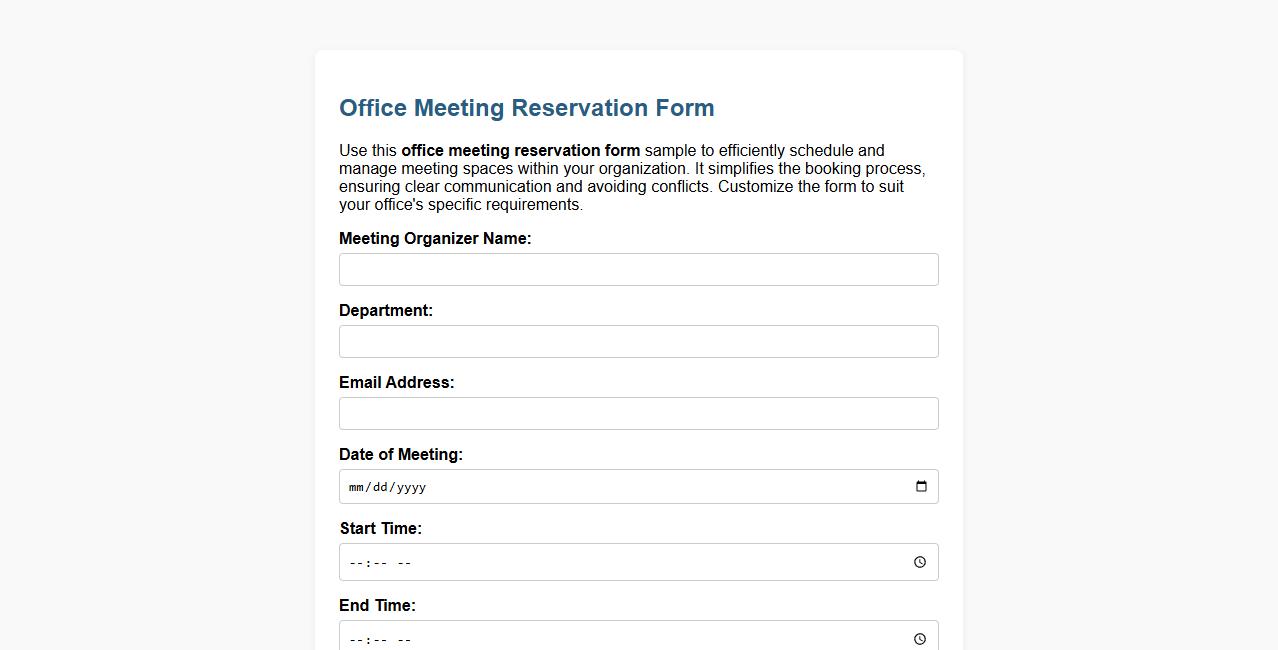 office meeting reservation form sample image preview