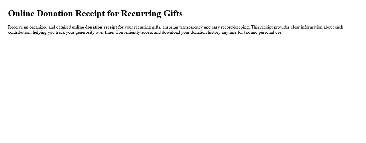 Online donation receipt for recurring gifts image preview