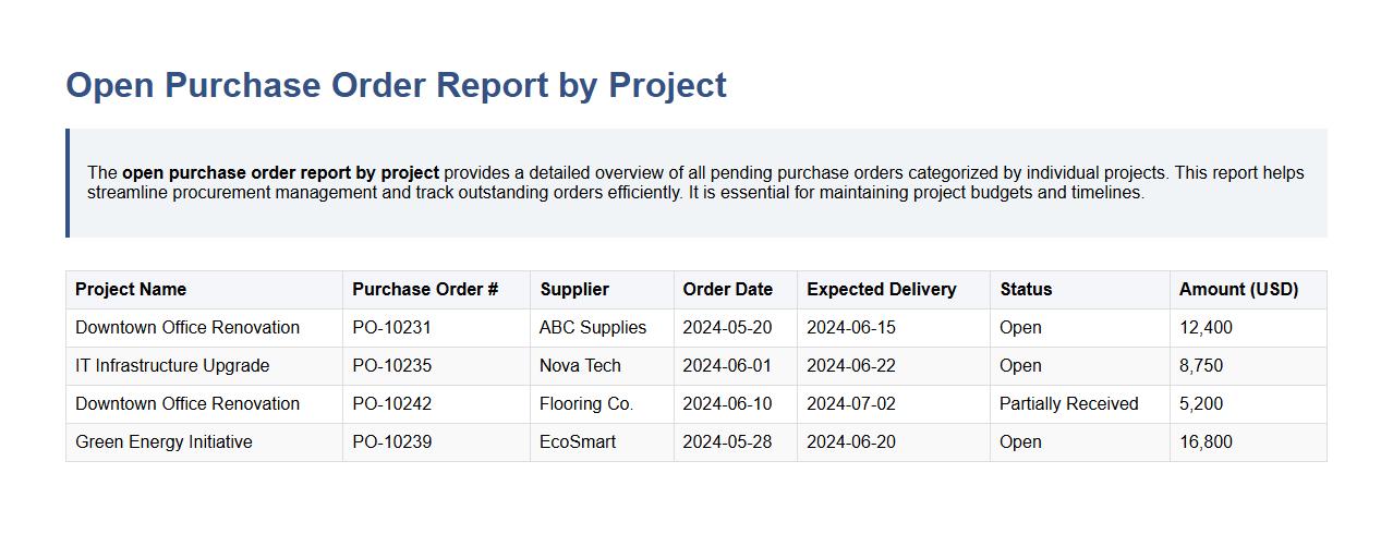 open purchase order report by project image preview