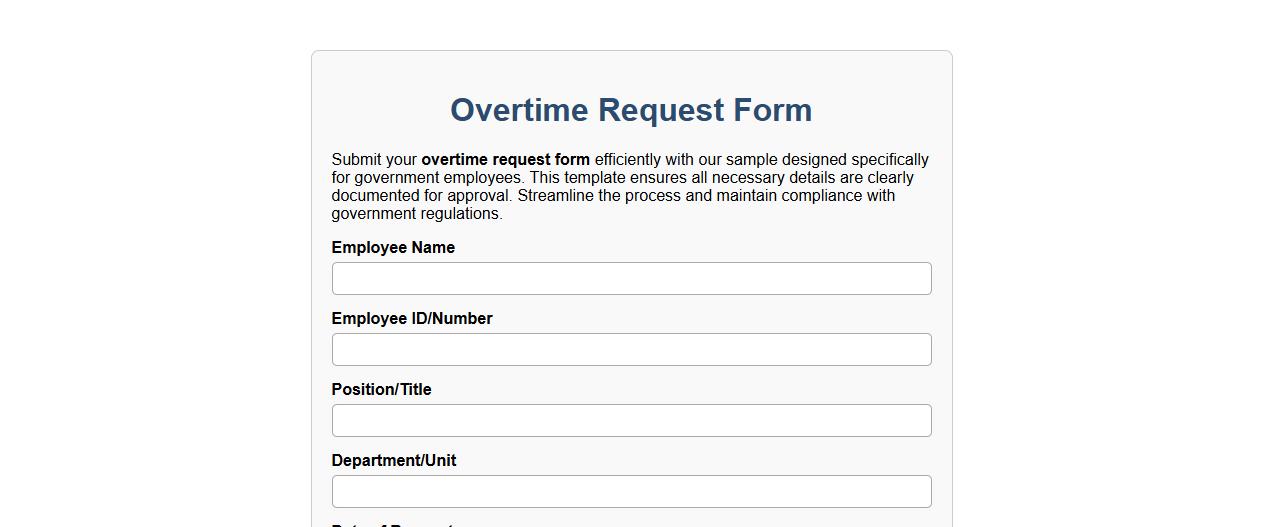 Overtime request form sample for government employees image preview