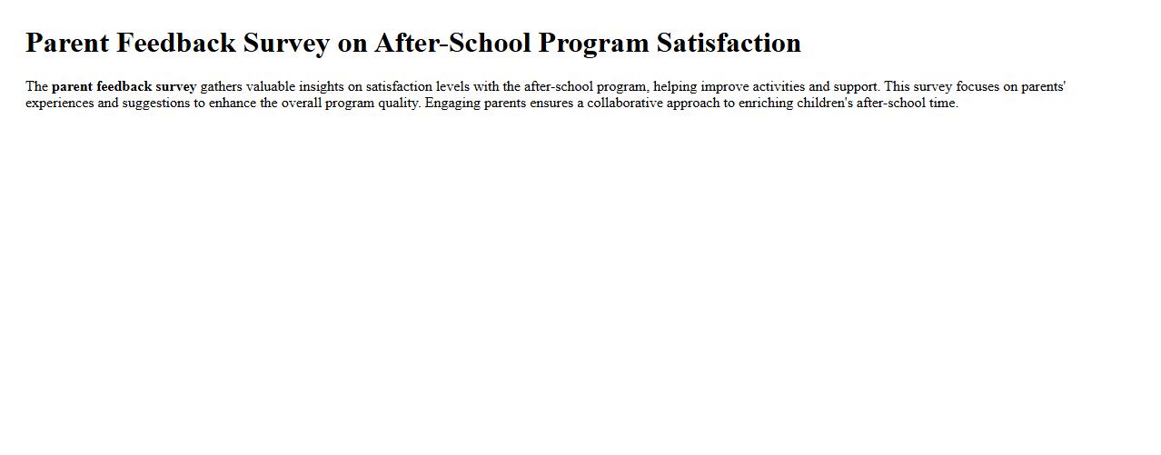 Parent feedback survey on after-school program satisfaction image preview