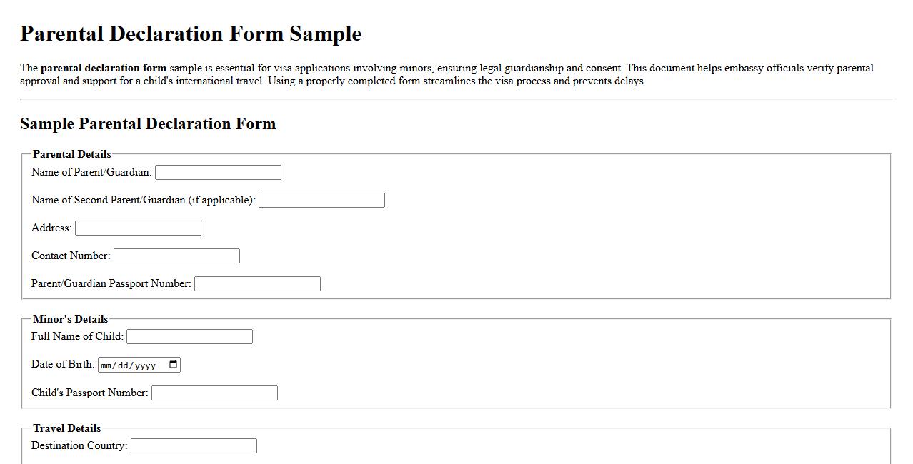 Parental declaration form sample for visa application image preview