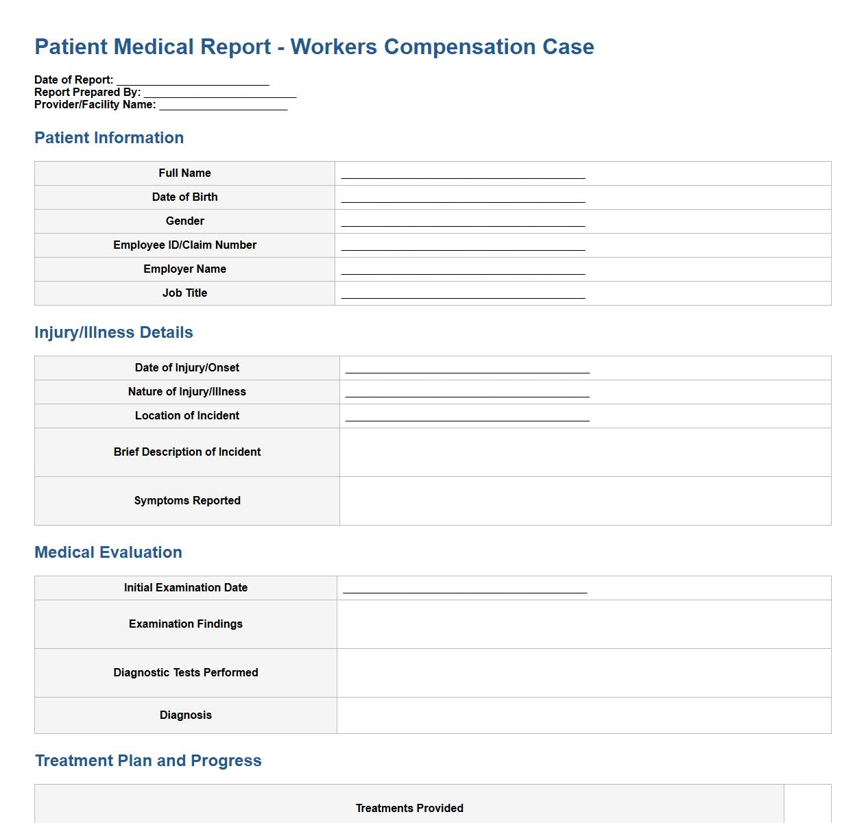 patient medical report for workers compensation cases image preview
