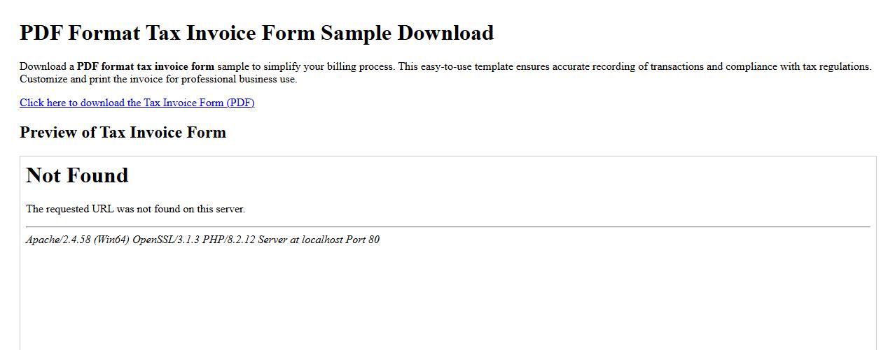 PDF format tax invoice form sample download image preview