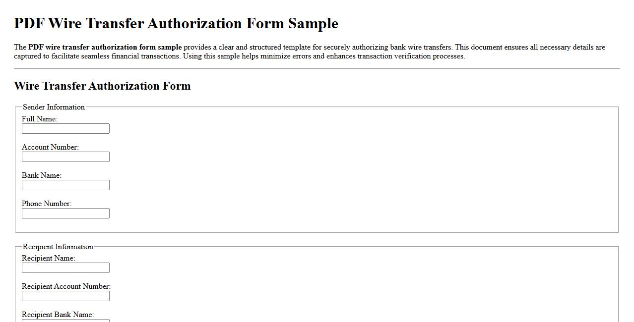 pdf wire transfer authorization form sample image preview