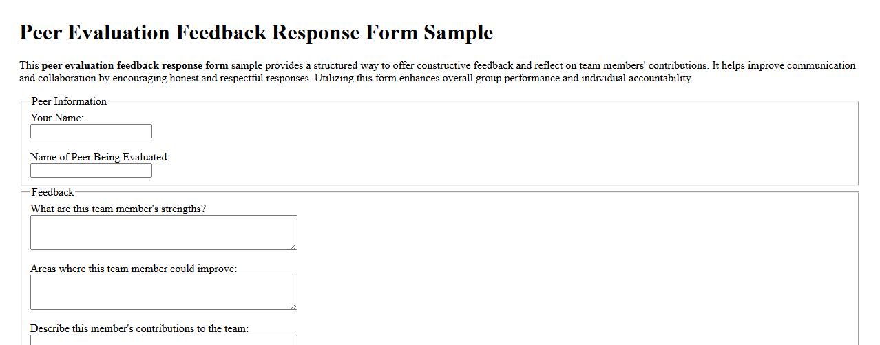 Peer evaluation feedback response form sample image preview