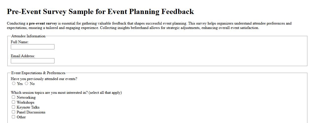 pre-event survey for event planning feedback image preview