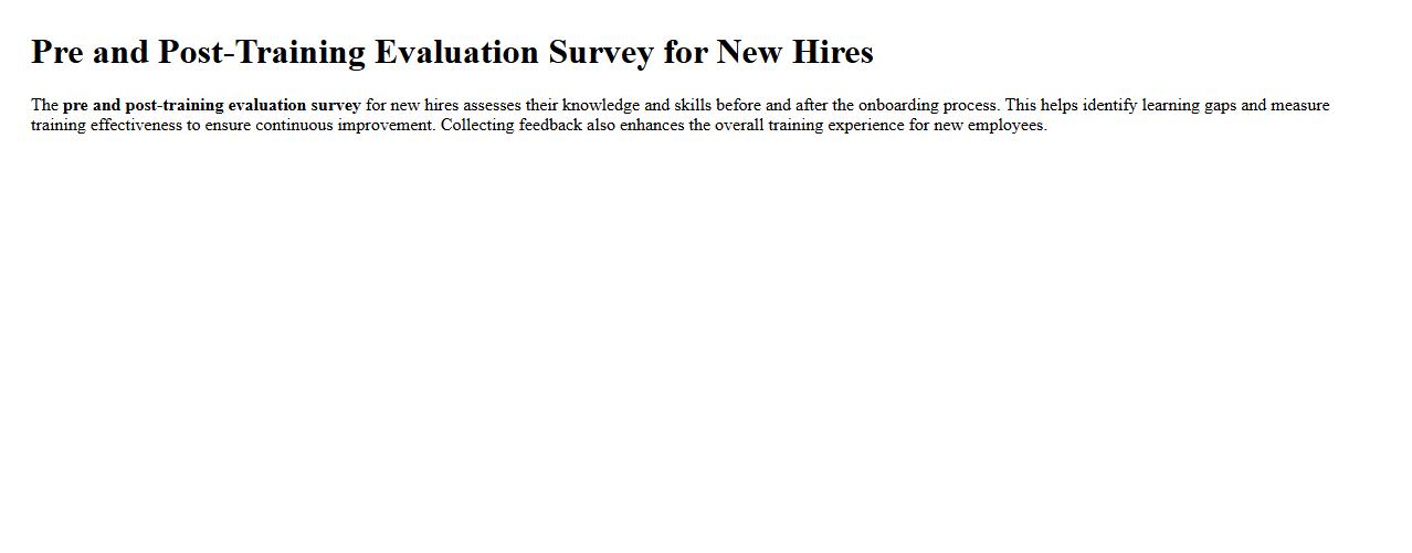 Pre and post-training evaluation survey for new hires image preview