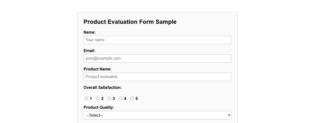 product evaluation form sample with comment section image preview