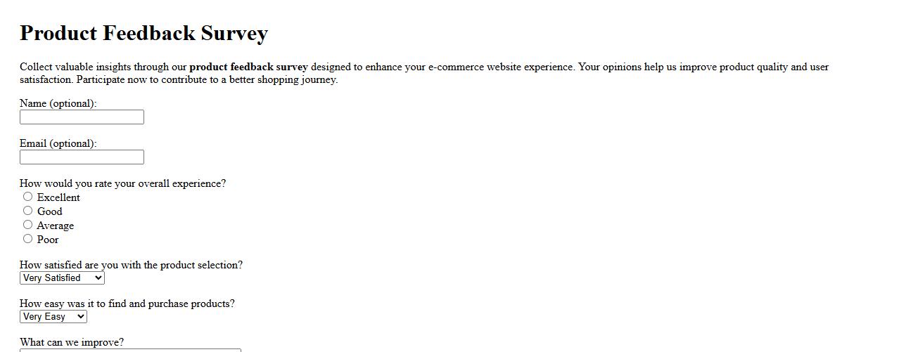 Product feedback survey for e-commerce website experience image preview