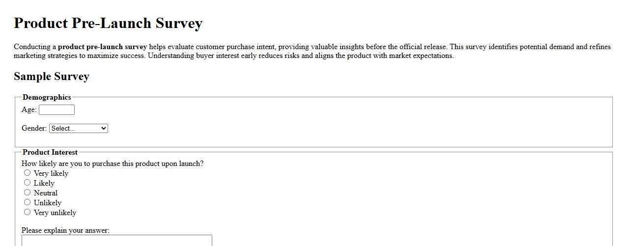 product pre-launch survey evaluating purchase intent image preview