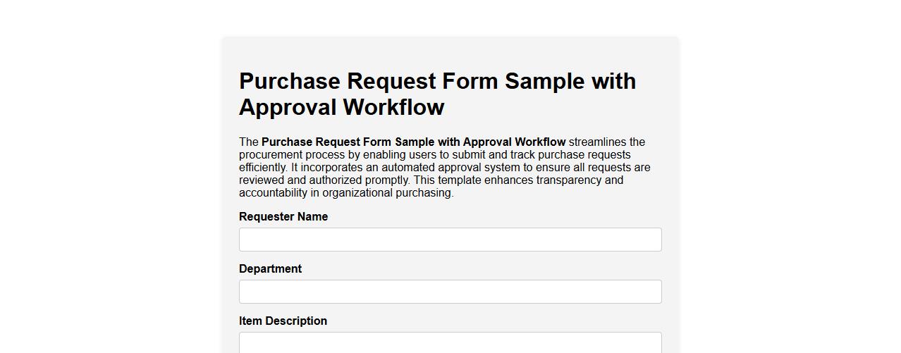 Purchase Request Form Sample with Approval Workflow image preview