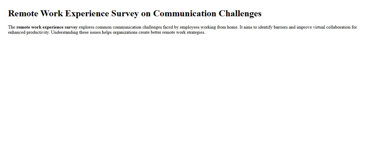 Remote work experience survey on communication challenges image preview
