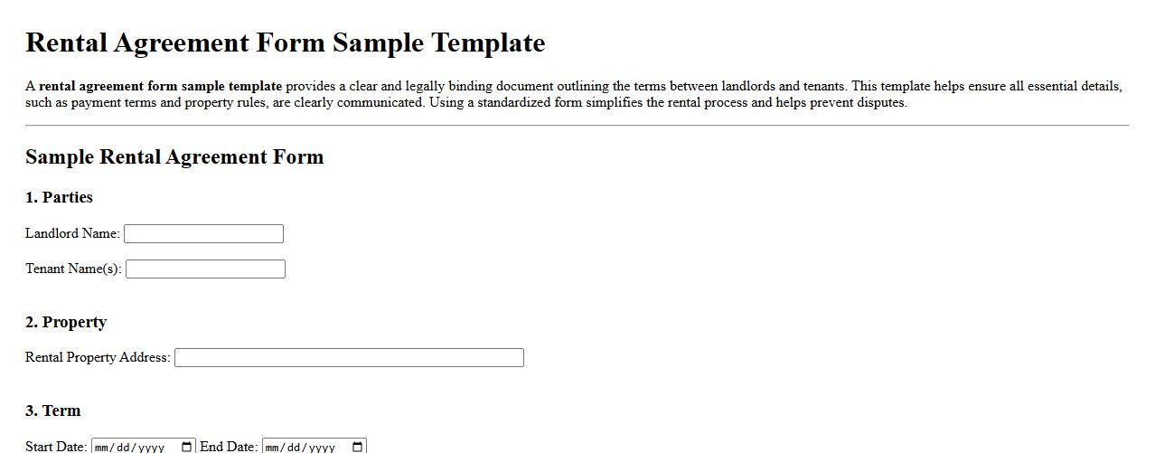 rental agreement form sample template image preview