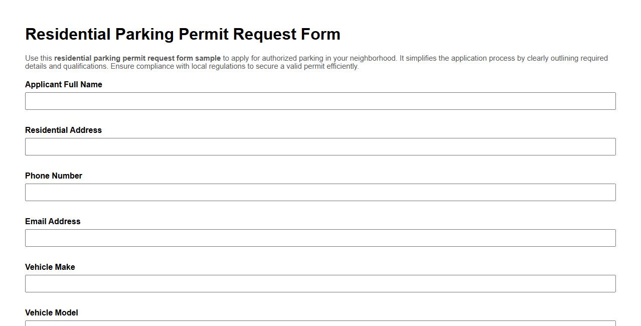 residential parking permit request form sample image preview