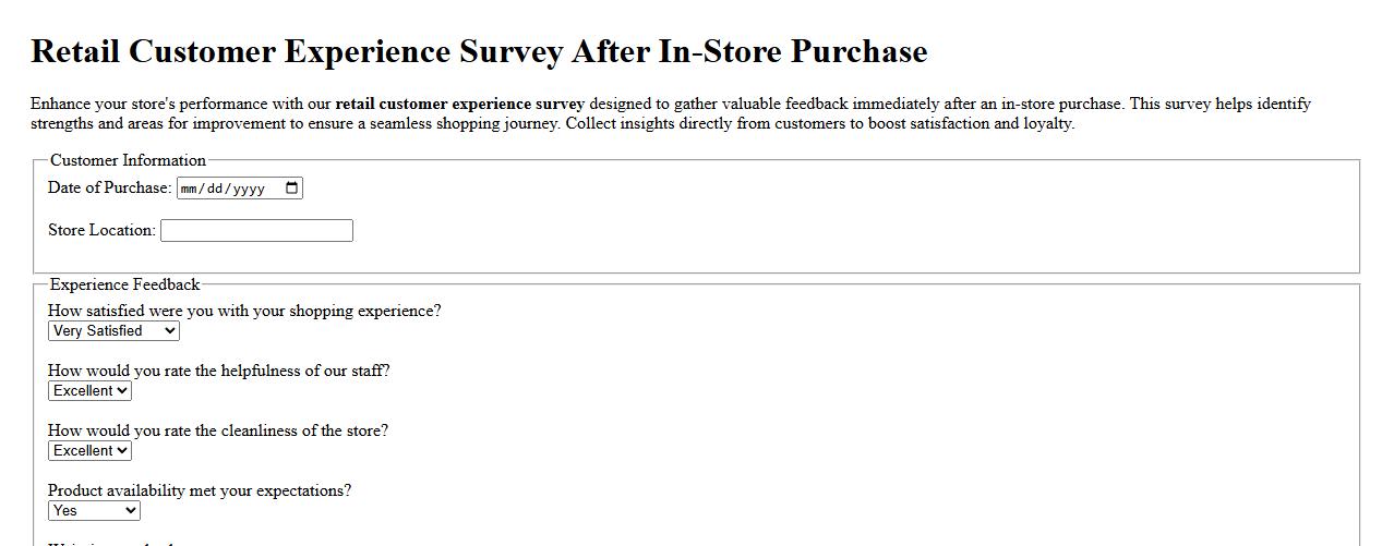 Retail customer experience survey after in-store purchase image preview