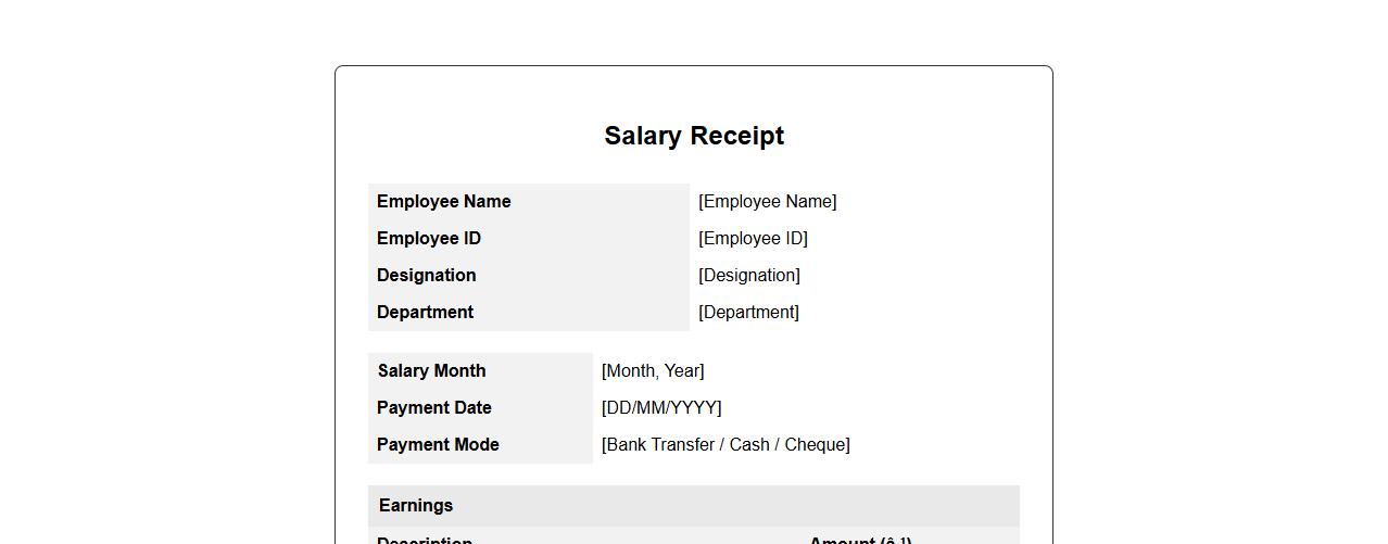 salary receipt format for monthly employees image preview