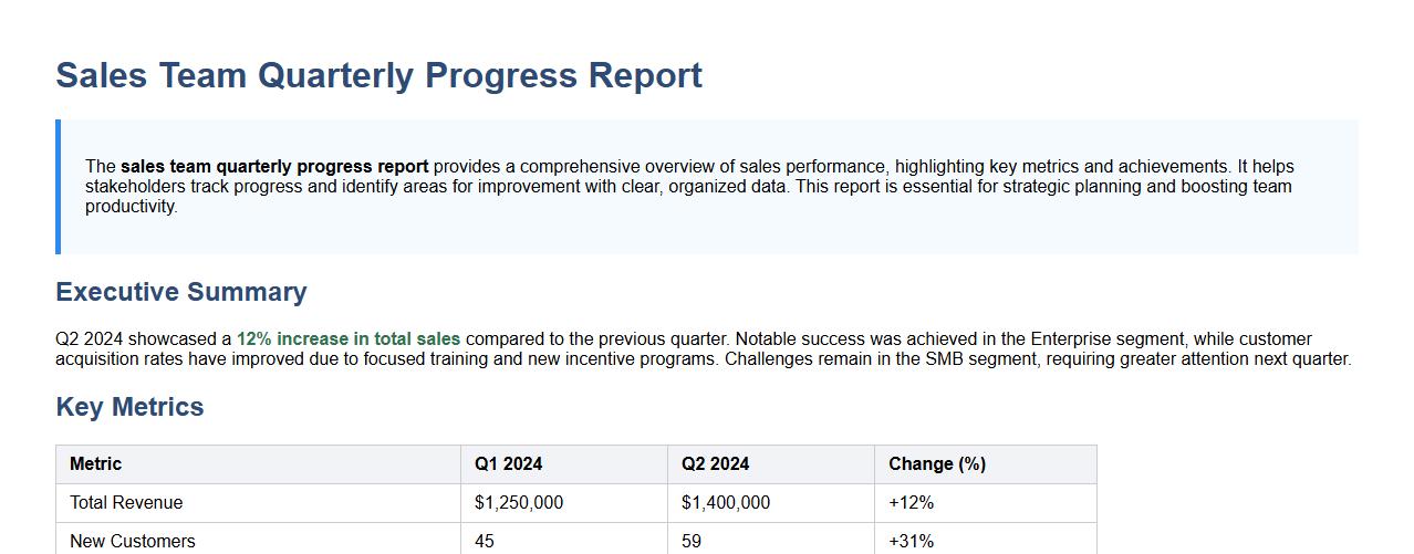 sales team quarterly progress report example image preview