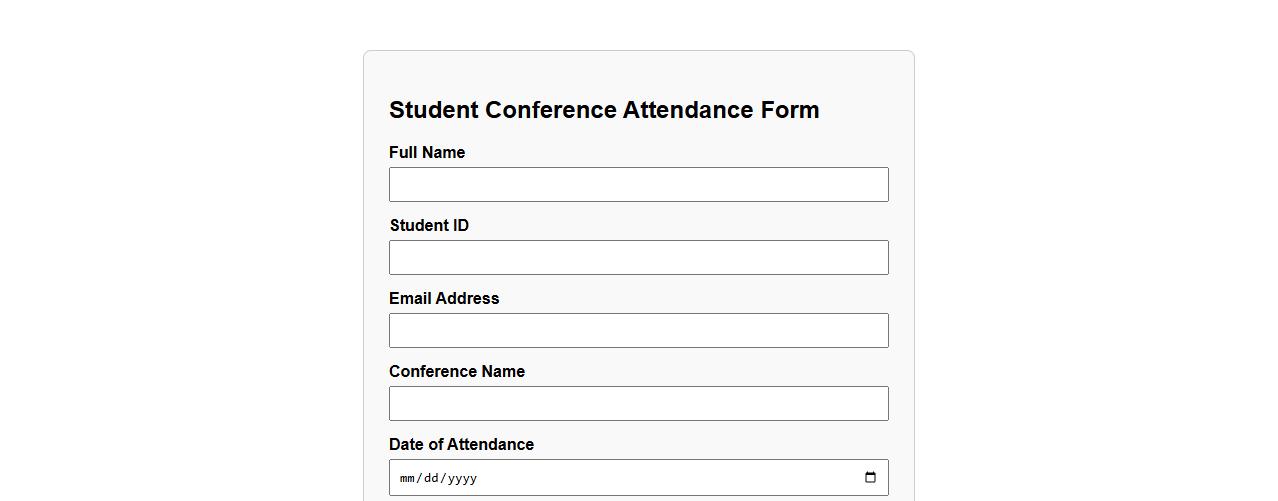 simple conference attendance form sample for students image preview