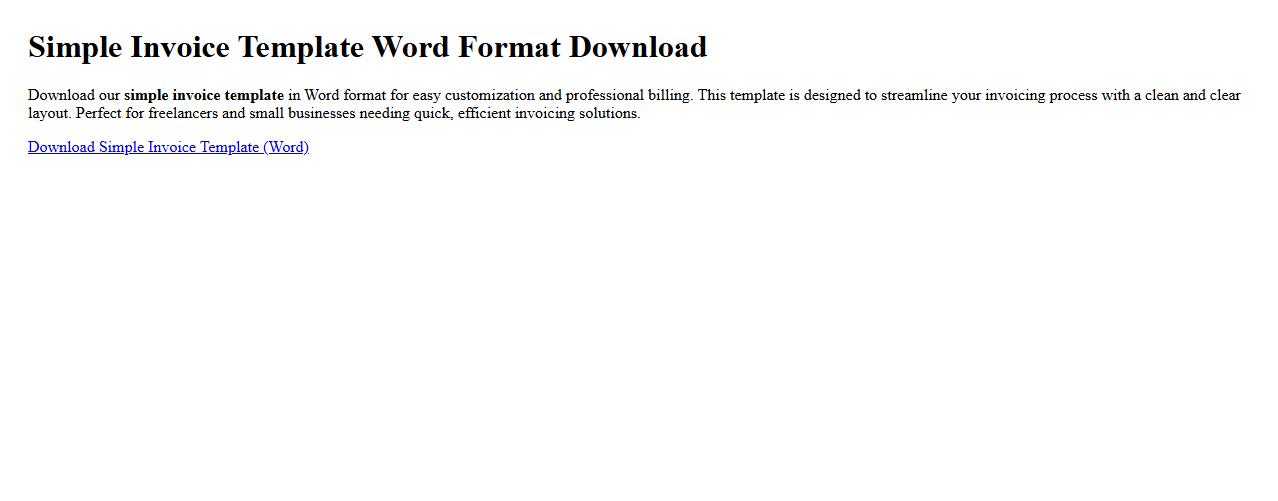 Simple invoice template Word format download image preview