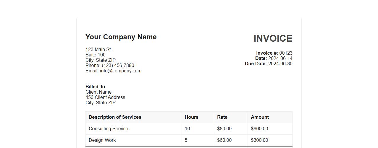 Simple service invoice template sample PDF image preview
