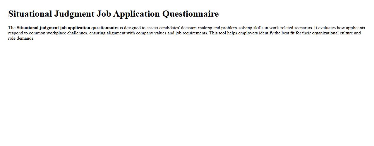 Situational judgment job application questionnaire image preview
